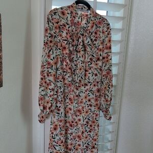 JustFab Multicolor Floral Long Sleeve Dress